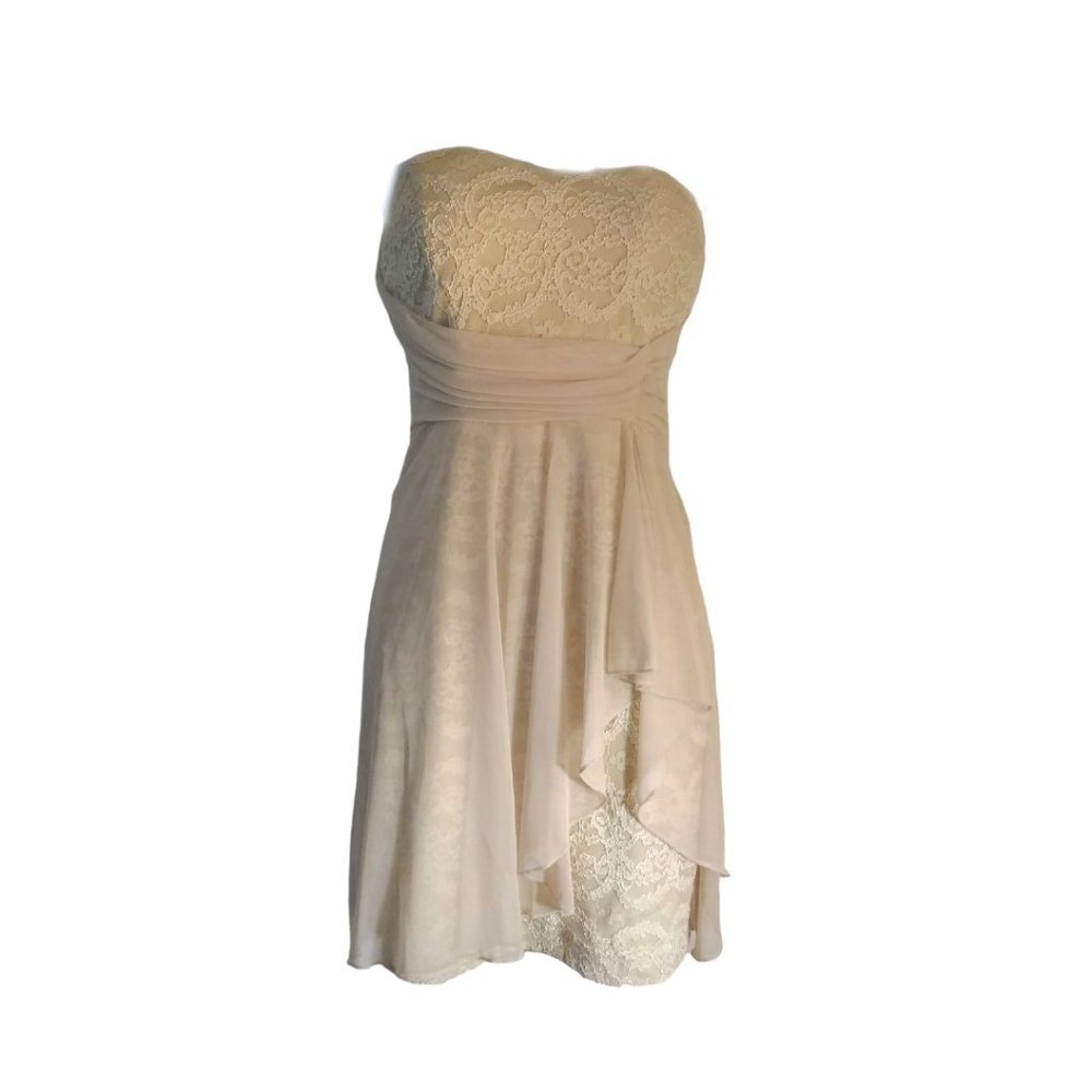 Teeze Me Strapless Lace Dress With Brooch